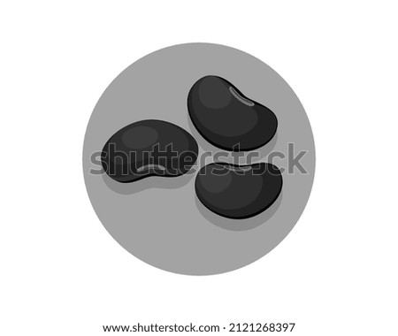 Closeup group of black beans( Urad dal, black gram, vigna mungo ) isolated on white background . Icon vector illustration. 