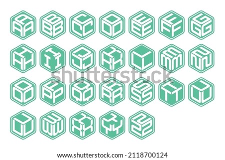 A_Z Cube Style Alphabet. Letters Design. Vector Logo Icon Symbol Template. Stock fotó © 