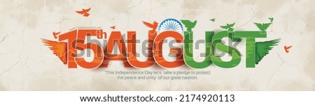 vector illustration of 75th Independence Day of India on 15th August with Tricolor Indian flag design and flying pigeon.
