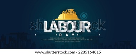 vector poster of Labor Day On 1st May hand lettring with tools.
