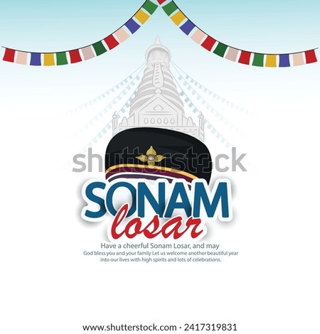 creative illustration of Sonam Losar festival of Nepal,12th February poster design.