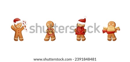 Funny Christmas Cookie Character Gingerbread Man Family Set