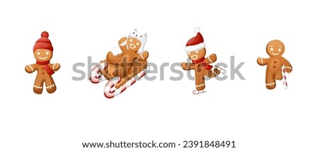 Funny Christmas Cookie Character Gingerbread Man Family Set