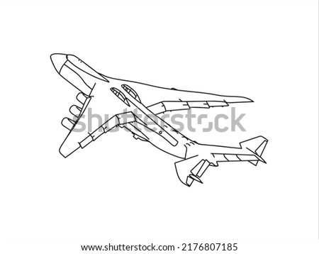 contour drawing of the Ukrainian plane Mriya on a white background