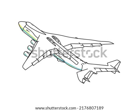 contour drawing of the Ukrainian plane Mriya, which was destroyed by the Russian army during the attack on Gostomel airport