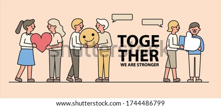 Concept of Encouragement, Give off positive energy, Encourage positive change in others. Message of support. Simple Line Style. Flat design. Vector illustrations.