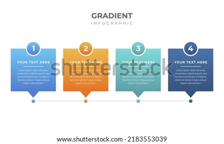 Timeline infographic design. Colourful infographic steps with text boxes. Business concept with 4 steps.