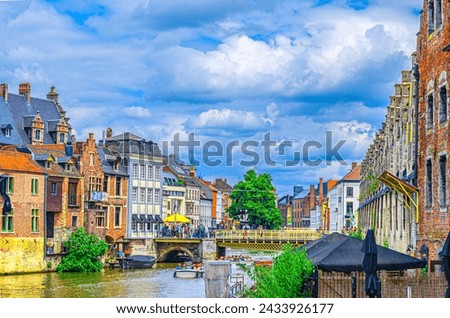 Similar – Image, Stock Photo Old bridge across channel in sunset