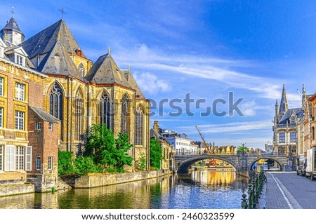 Similar – Image, Stock Photo Leie river bank in Ghent, Belgium, Europe.