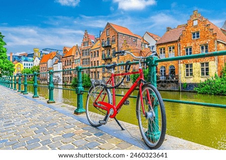 Similar – Image, Stock Photo Leie river bank in Ghent, Belgium, Europe.