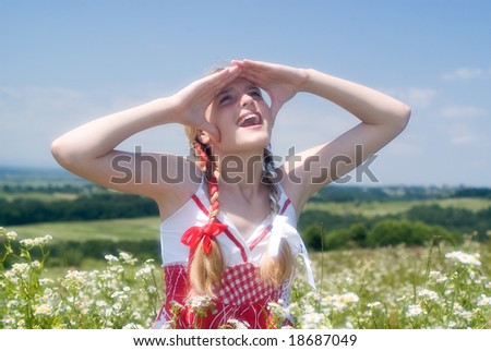 Emotional girl outdoor. Soft focus lens