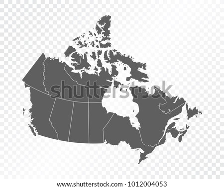 Map of Canada, vector illustration on transparent background. Items are placed on separate layers and editable.