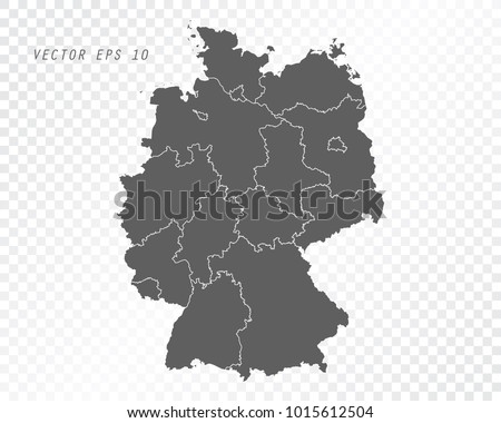Map of Germany , vector illustration on transparent background. Items are placed on separate layers and editable.