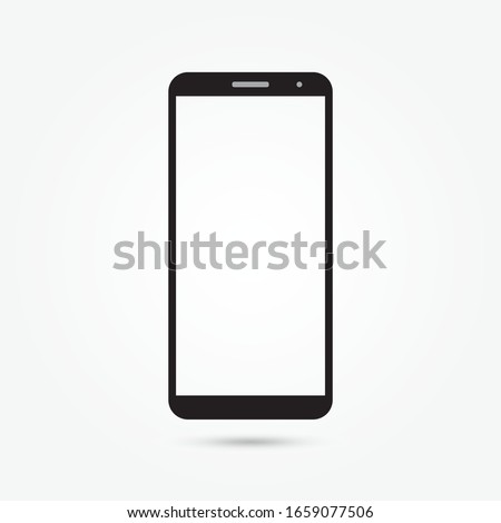 simple smartphone icon vector illustration. Transparent black and white mobile phone.