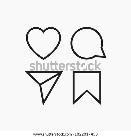 Minimalist social media icons, instagram Like, comment, share and save icons. social media flat icon Foto stock © 