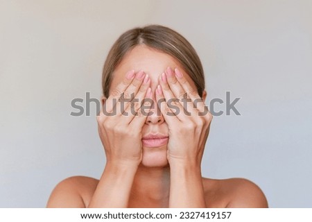 Similar – Image, Stock Photo Young Caucasian Woman Covering Ears with Hands