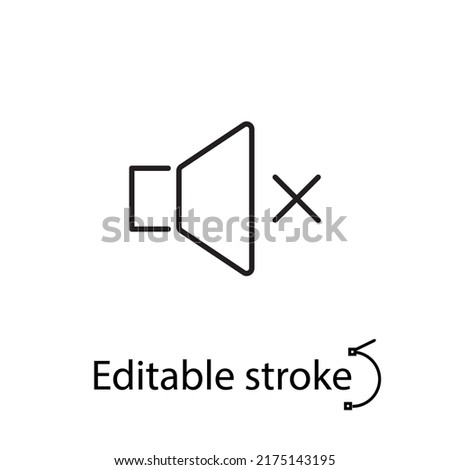 Megaphone turned off outline icon. Volume sound. Customizable linear contour symbol. Announce concept. Editable stroke. Isolated vector stock illustration