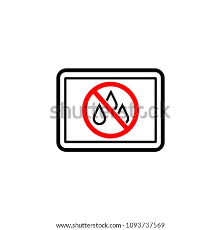 Water Sensitive Electronic Device Sign. Mobile Phone or Tab with Water Drop Symbol. Vector Illustration Icon.