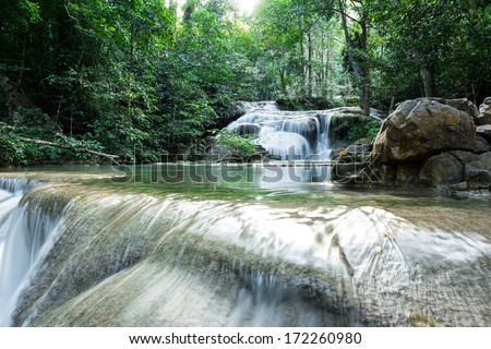waterfall at Erawan waterfall National Park Kanjanaburi Thailand