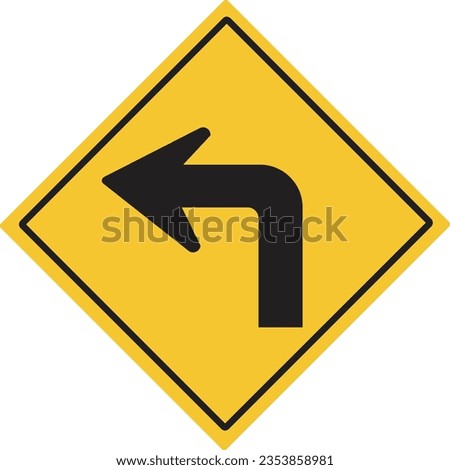  Sharp left curve.Various curved signs. Traffic warning signs. 