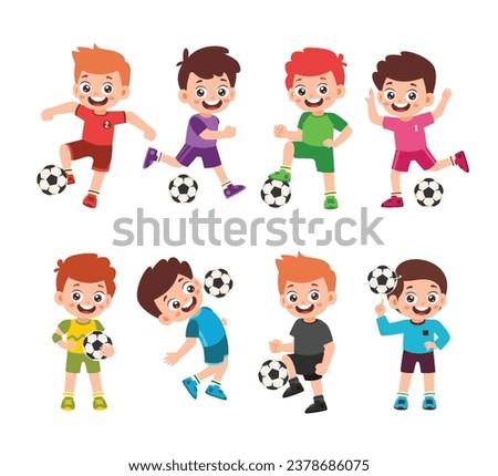 Set of Cute Little Boy Playing Basketball Kid Children with Various Different Poses. Activity Isolated Element Objects. Dribbbling. Flat Style Icon Vector Illustration
