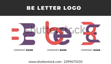 Set of Letter BE, EB, B and E Logo Design Collection, Initial Monogram Logo, Modern Alphabet Letter BE, EB, B and E Unique Logo Vector Template Illustration for Business Branding.