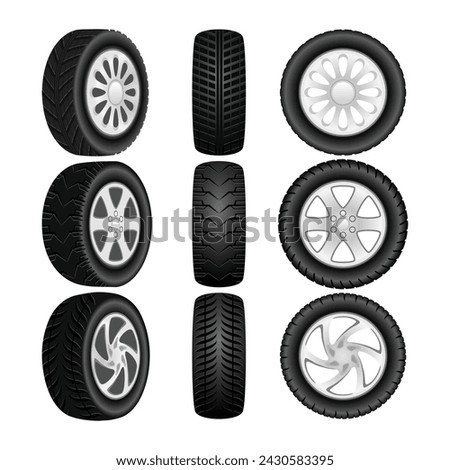 Similar – Image, Stock Photo different car tire tracks in slush on the road / road conditions / winter / country road