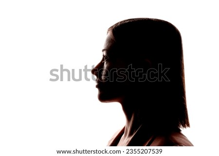 Image, Stock Photo Female obscured portrait with books on head
