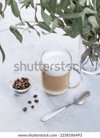 Image, Stock Photo Latte Macchiato with flowers