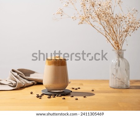 Similar – Image, Stock Photo Dalgona coffee in wooden table