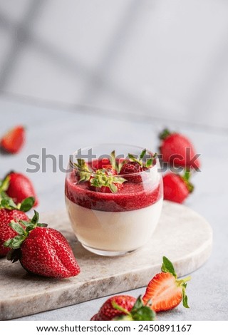 Similar – Image, Stock Photo Delicious Italian panna cotta with red currants in cafe