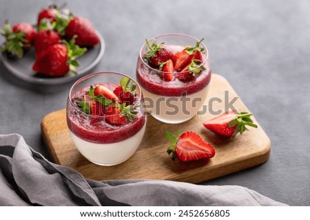 Similar – Image, Stock Photo Delicious Italian panna cotta with red currants in cafe