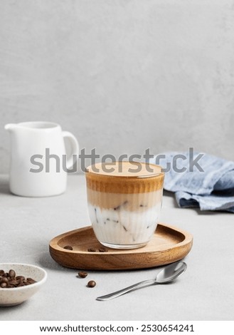 Similar – Image, Stock Photo Dalgona coffee in wooden table