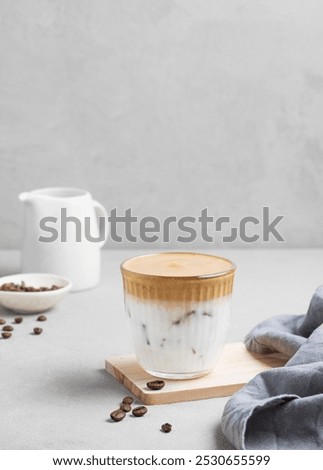 Similar – Image, Stock Photo Dalgona coffee in wooden table