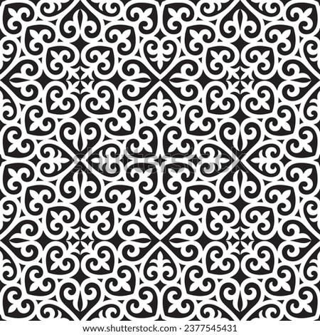 Kazakh ornaments. Seamless traditional carpet patterns of Kazakhs. Background, texture, design life of nomads. Ancient Turkic ornaments. Customs and traditions of Kazakhstan. Decorative art of nomads