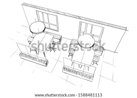 Illustration of open space interior. Modern office.