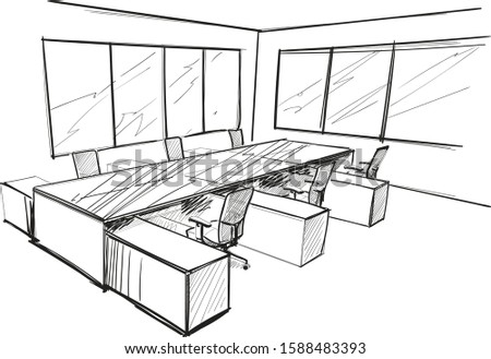 Illustration of open space interior. Modern office.