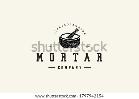 Pharmacy logo design vintage mortar vector Stockfoto © 