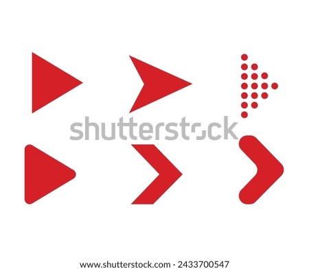 Red arrow icon on the white background for website application