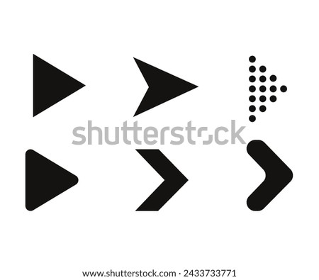 Black arrow icon on the white background for website application