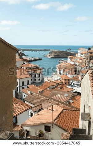 Similar – Image, Stock Photo Cityscape of Cudillero village, in the north of Spain. Cudillero is a charming village in Asturias, placed on a hill of the Atlantic coastline, with picturesque architecture and touristic restaurants and corners