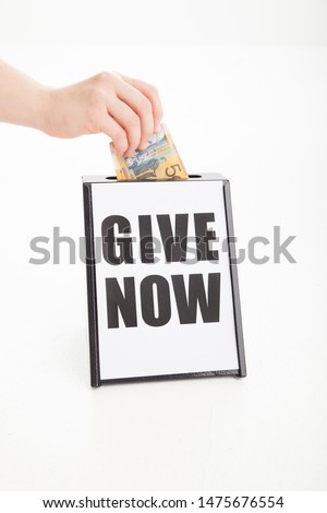 Similar – Image, Stock Photo charity fundraising donations fifty hryvnia in an acrylic box