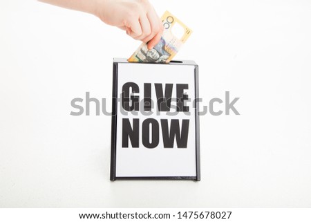 Similar – Image, Stock Photo charity fundraising donations fifty hryvnia in an acrylic box