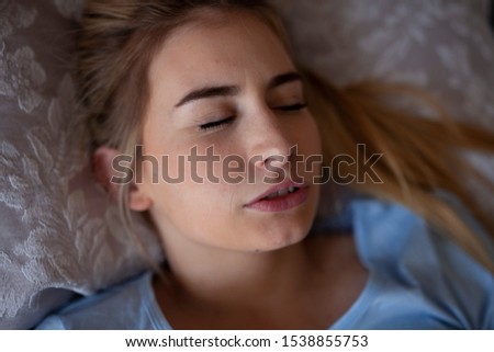 Bruxism, teeth clenching or grinding and mouth breathing during sleep Foto stock © 