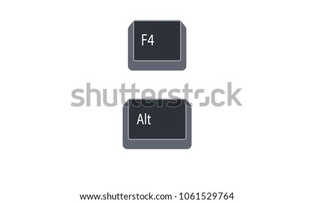 Alternate (Alt) and F4 computer key button vector isolated on white background. Alt+F4 for closes the current window. eps.10.