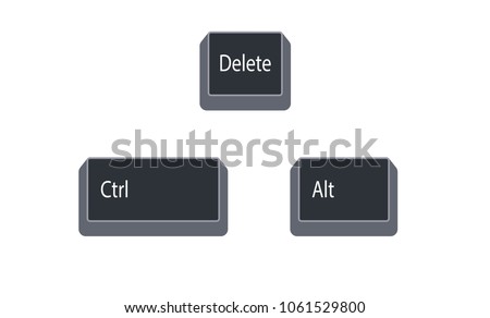 Control (Ctrl), alternate (Alt) and delete computer key button vector isolated on white background. Ctrl+Alt+Del used to interrupt a function. eps.10.