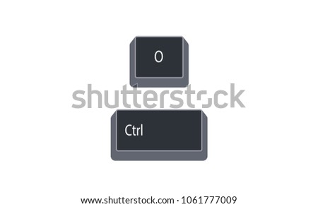 Control (Ctrl) and O computer key button vector isolated on white background. Ctrl+O for open file. eps.10.