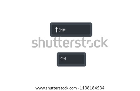 Control (Ctrl) and Shift computer key button vector isolated on white background. Ctrl+Shift for switch the keyboard layout when multiple keyboard layouts are available.
