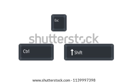 Control (Ctrl), Shift and escape computer key button vector isolated on white background. Ctrl+Shift+Esc used for opens windows task manager.