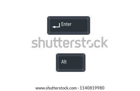 Alternate (Alt) and Enter computer key button vector isolated on white background. Alt+Enter for open the properties for the selected item.